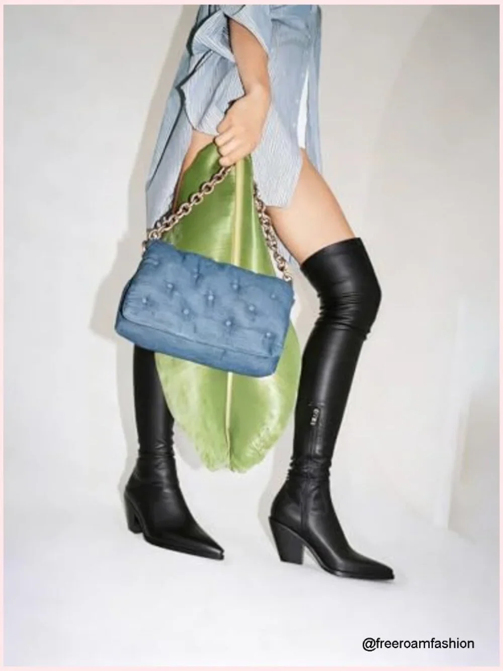 Stretch Thigh High Boots Pointed Toe Block Heel Over the Knee